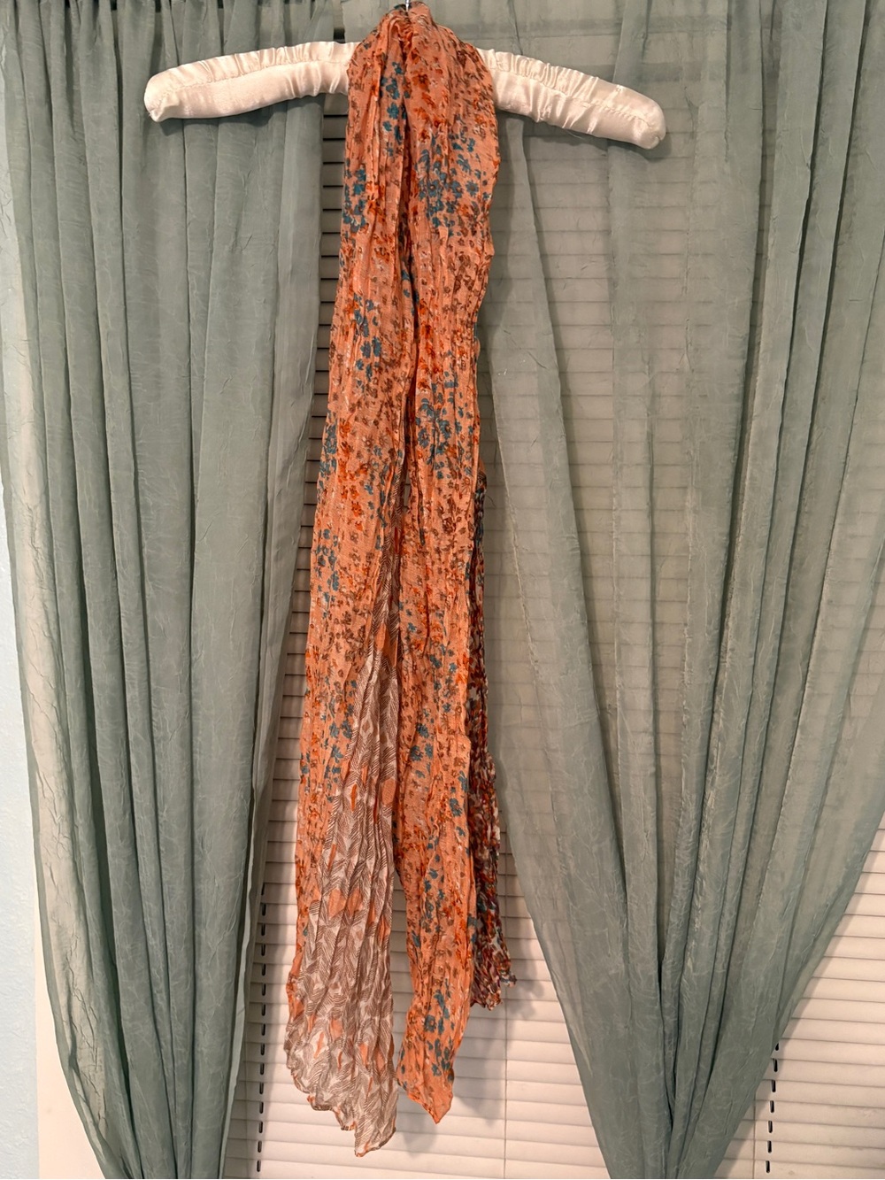 Orange Floral Crinkled Scarf - Home Accents